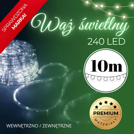Wąż świetlny 240 Led zimny biały 11,5 m z programatorem IP44