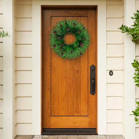 Stroik sztuczny na drzwi z naturalnymi szyszkami 45 cm wieniec świąteczny, wianek, zielony