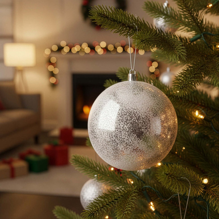 Srebrne bombki choinkowe 11 cm 12 szt. komplet dekoracje świąteczne zdobione