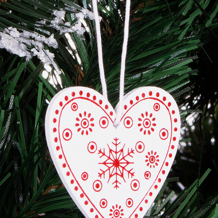 Świąteczne zawieszki drewniane serca zestaw 3 szt. biały