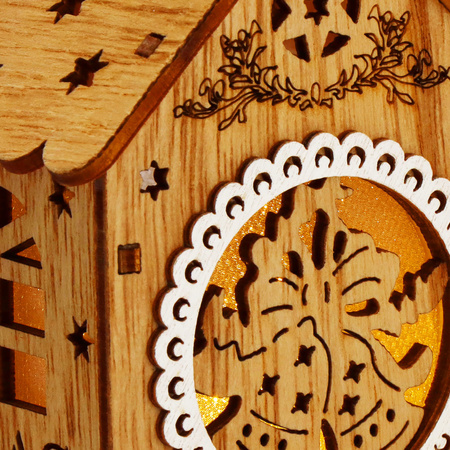 Zawieszka choinkowa domek świecąca ozdoba świąteczna drewniana na baterię