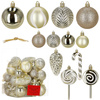 Bombki choinkowe 40 szt. okrągłe, lizaki, szyszki, laski cukrowe nietłukące ozdoby złote