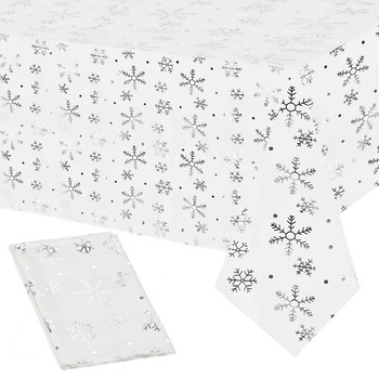 Bieżnik na stół świąteczny 220x140cm obrus świąteczny w śnieżynki biały