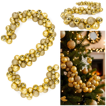 Girlanda świateczna z 130 szt. bombek, łańcuch choinkowy 160 cm, złote