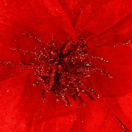 Magnolia sztuczny kwiat gałązka czerwona z brokatem