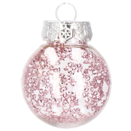 Bombki choinkowe przeźroczyste 24 szt. różowy 5cm zestaw choinkowy
