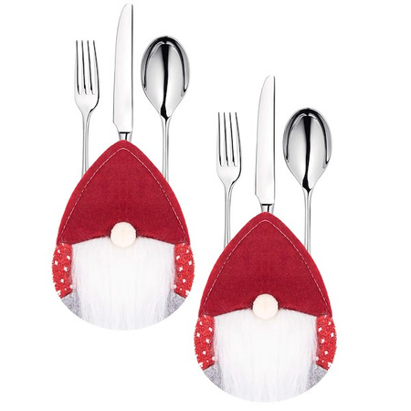 Kieszonka na sztućce 10szt. świąteczne etui, skrzaty czerwone ozdoba świąteczna
