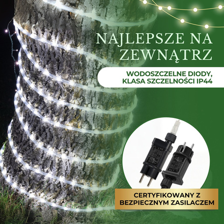 Wąż świetlny 240 Led zimny biały 11,5 m z programatorem IP44