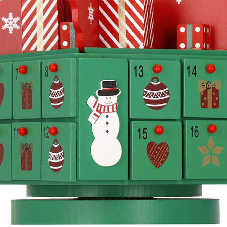 Kalendarz adwentowy drewniany 24 szufladki choinka