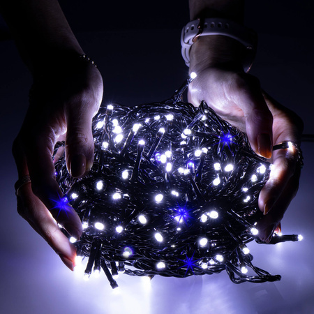 Lampki choinkowe 500 led biały zimny + niebieski flash 31,5 oświetlenie świąteczne IP44