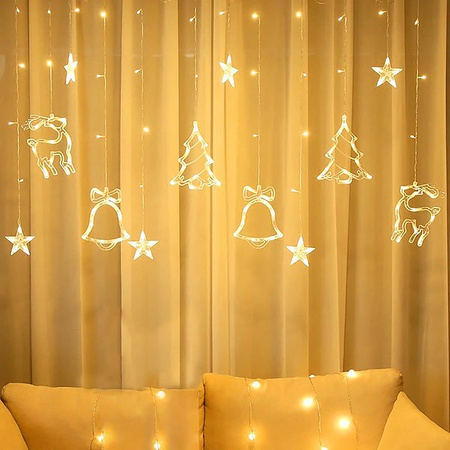 Kurtyna świetlna 126 Led gwiazdki lampki z programatorem sople biały ciepły