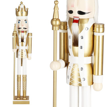 Dziadek do orzechów 125 cm drewniany żołnierzyk złoty, figurka świąteczna