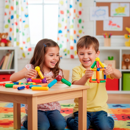 Klocki magnetyczne konstrukcyjne 3D duży zestaw 100 szt. patyczki i kulki