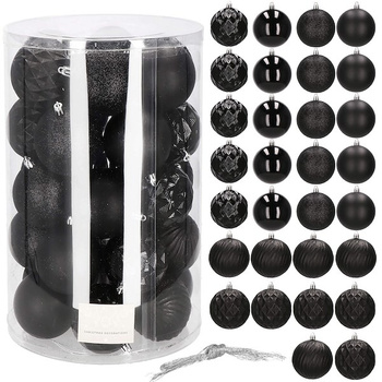 Bombki choinkowe 30 szt. czarny 8cm zestaw choinkowy