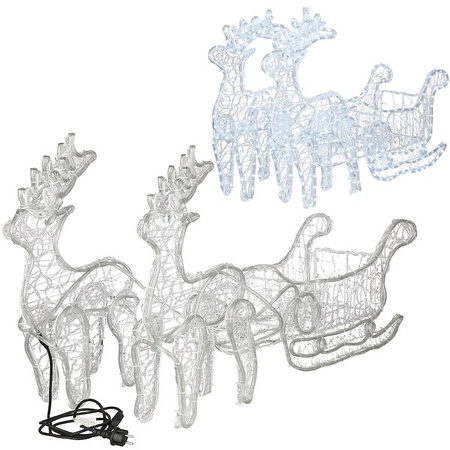 Renifery Led 150 cm świąteczne z saniami świetlna dekoracja do ogrodu biały zimny