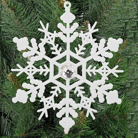 Zawieszka choinkowa 2 szt. śnieżynka 12 cm świąteczna ozdoba biała brokat