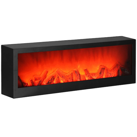 Kominek LED na baterie 60x10x19,5 cm dekoracyjna lampa z efektem płomienia, czarne