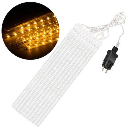 Lampki choinkowe 480 Led sople 10 szt. padający śnieg meteory zewnętrzne biały ciepły