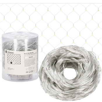 Kurtyna świetlna biały ciepły 100 Led lampki wewnętrzno-zewnętrzne siatka z programatorem