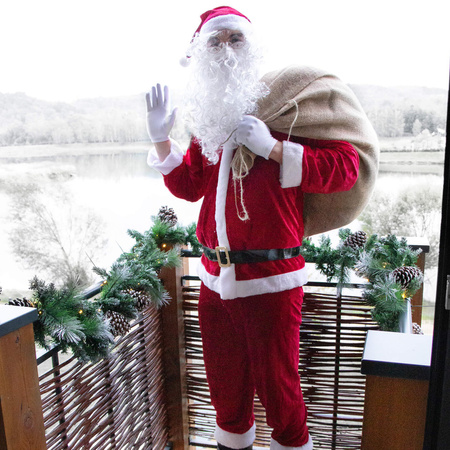 Strój św. Mikołaja 12 elementów, kostium welurowy przebranie czerwony