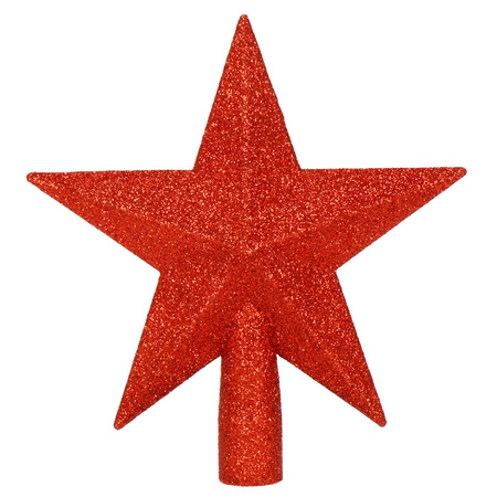 Szpic na choinkę gwiazda 19 cm brokatowa ozdoba świąteczna czerwona