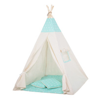 Namiot Tipi dla dzieci wigwam z poduszkami miętowy w gwiazdki