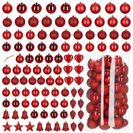 Bombki choinkowe, zestaw 100 szt. dekoracji do stroika nietłukące, czerwone