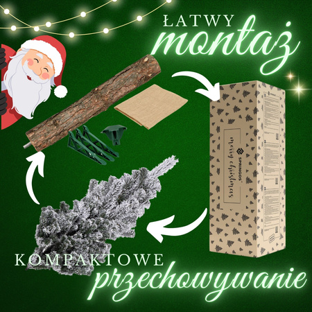 Choinka na pniu 160 cm sztuczna świerk śnieżony