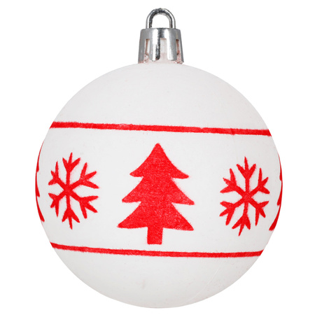 Dekoracje choinkowe, bombki matowe 12 szt. 7 cm ozdoby świąteczne z wzorami, białe