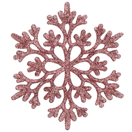 Zawieszka choinkowa 12 szt. śnieżynka 10 cm świąteczna ozdoba różowy brokat