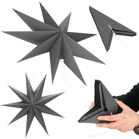 Gwiazda świąteczna papierowa zawieszka choinkowa szara