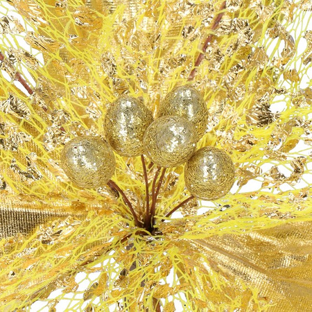 Gwiazda betlejemska 26 cm sztuczny kwiat, poinsecja złota z brokatem