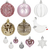 Bombki choinkowe 40 szt. ozdoby świąteczne różowe, białe