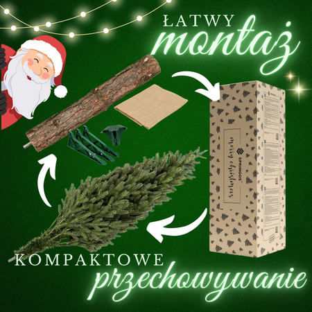 Choinka sztuczna na pniu 220 cm świerk PE jak żywy