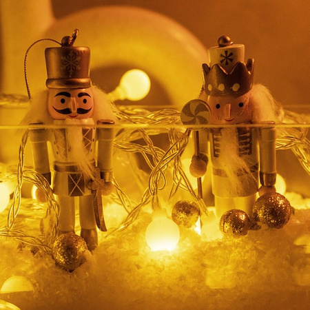 Lampki choinkowe 50 Led kuleczki biały ciepły z programatorem na baterie