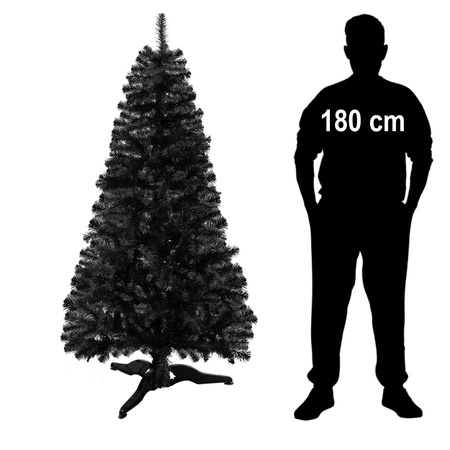 Choinka sztuczna jodła 180 cm czarna nowoczesna, ze stojakiem