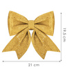 Kokardka świąteczna na choinkę 20 cm brokatowa zawieszka choinkowa złota