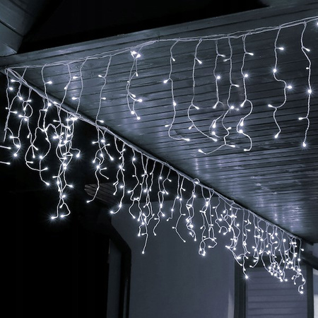 Kurtyna świetlna z pilotem 1000 led girlanda, lampki wewnętrzno-zewnętrzne sople zimny biały