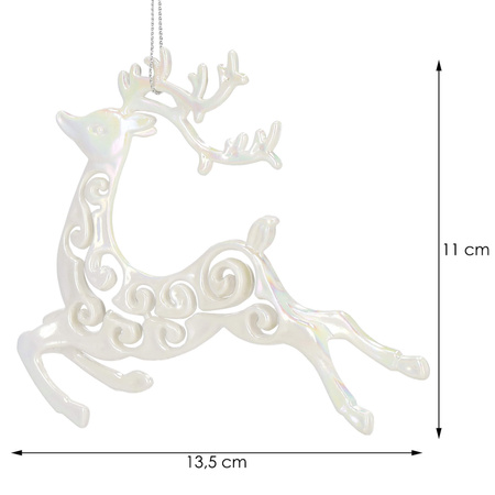 Zawieszka choinkowa kremowa ozdoba renifer na choinkę 13,5 cm