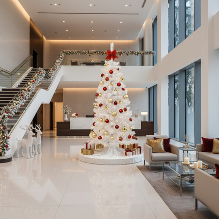 Choinka sztuczna jodła biała 180 cm nowoczesna jak żywa, ze stojakiem