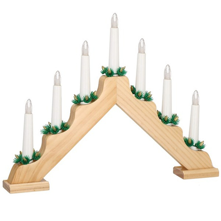 Świecznik adwentowy Led 7 świec drewniany ozdoba bożonarodzeniowa
