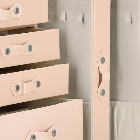 Kuferrek, Szkatułka na biżuterię ekoskóra 26x22x18 cm różowy z szufladami