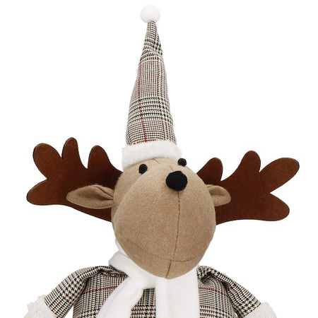 Renifer 50-67cm ozdoba świąteczna, krasnal świąteczny, gnom na teleskopowych nóżkach brązowy