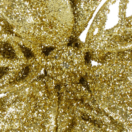 Gwiazda betlejemska, sztuczny kwiat poinsecja 12 cm złoty z brokatem