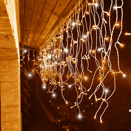 Kurtyna świetlna 1000 led girlanda 45 m lampki wewnętrzno-zewnętrzne sople ciepły biały z zimnym białym flash