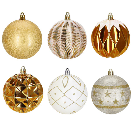 Bombki choinkowe 16 szt. ozdoby świąteczne zestaw 8cm biały, złoty