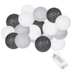 Cotton balls 20 led lampki dekoracyjne 6cm girlanda na baterie szaro-białe