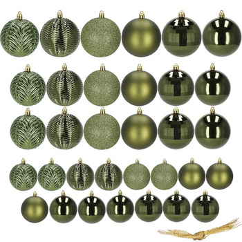 Bombki choinkowe 33 szt. ozdoby świąteczne 8/6/4cm zielone