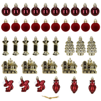 Bombki choinkowe 40 szt. komplet dekoracje świąteczne zawieszki nietłukące, bordowy, złoty, biały