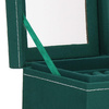 Kufer, szkatułka na biżuterię 12x12x12 cm zielony z przegródkami i lusterkiem welurowy